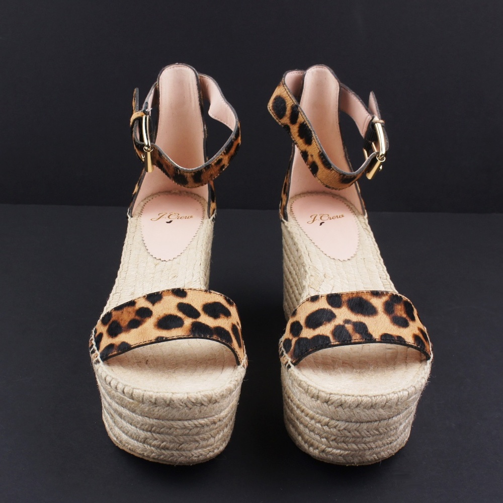 New JCREW Platform Espadrille Sandals Leopard Calf - Picture 5 of 7